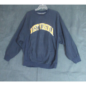 Steve & Barrys Sweatshirt Mens Size Large Blue Fleece West Virginia Logo School